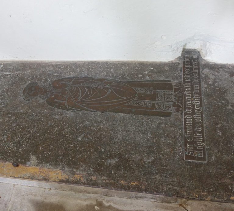 A Brass and Covered tomb of Sir Edmound de Brundish c.1360 at St Lawrence's Church, Brundish, Suffolk
